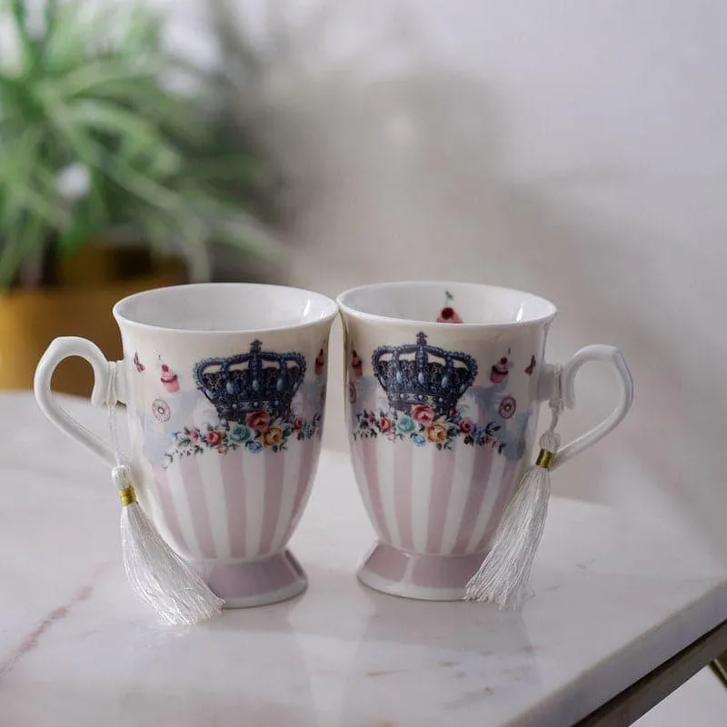 Crown Ceramic Coffee Mug (350 mL Each) - Set of Two media 3