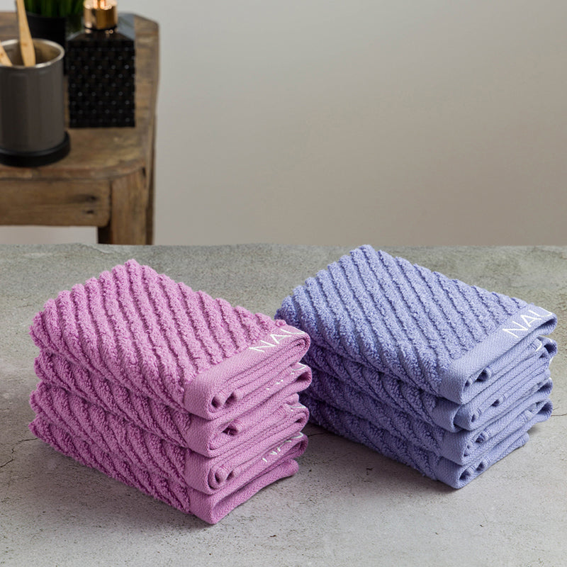 Nautica Riviera Soft Cotton Face Towel (Lilac & Light Blue) - Set Of Eight media 4