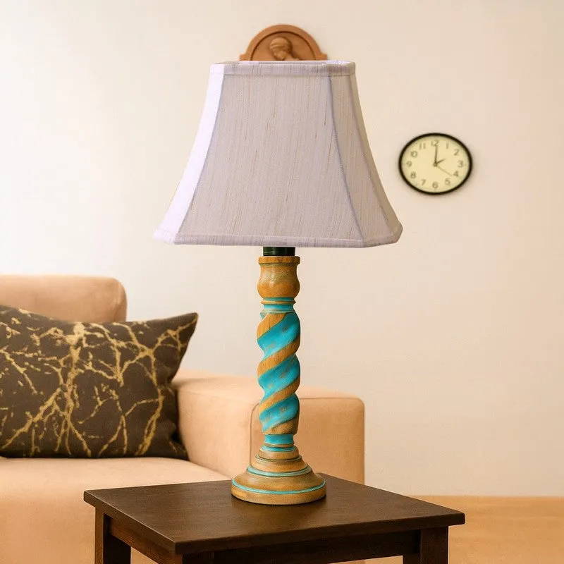 Elara Rivo Wooden Table Lamp - OffWhite media 4