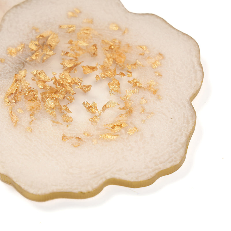 Gold Fleck Resin Coaster (Off White) - Set Of Two media 6