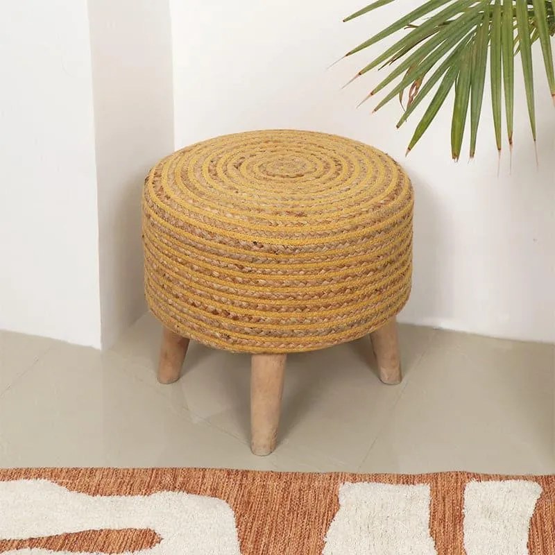 Junis Striped Juco Ottoman - Yellow media 1