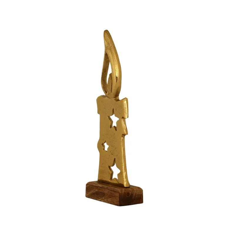 Golden Aluminum Flame Candle Showpiece media 5