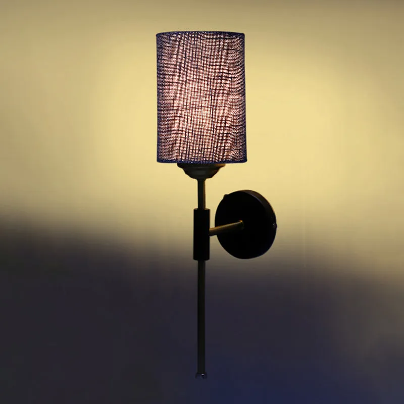 Beryll Cylindrical Jute Wall Lamp - Blue media 5