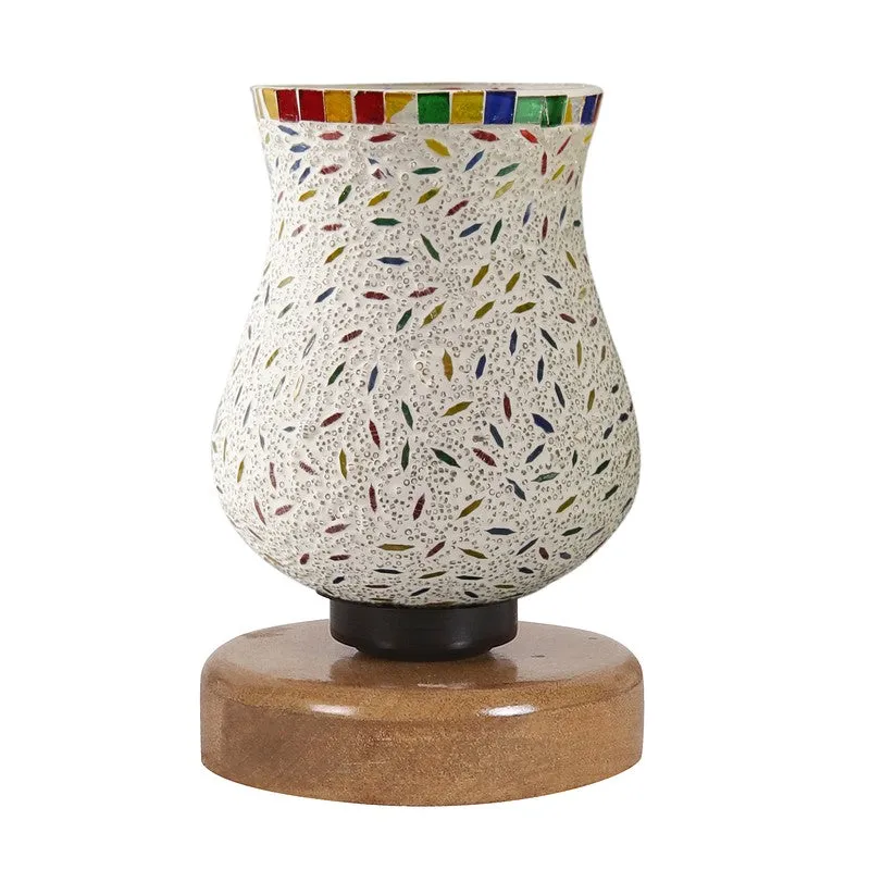 Auralyn Mosaic Glass Table Lamp With Wooden Base - Multicolor media 5
