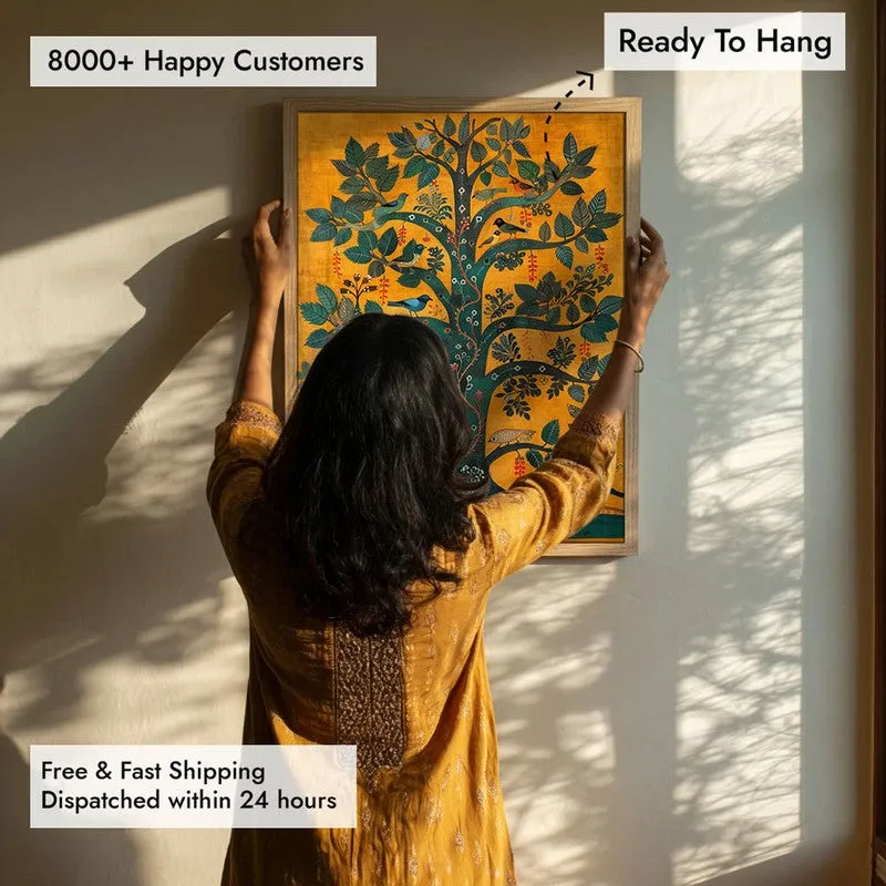 Tree of Life Canvas Wall Painting With Brown Frame media 8