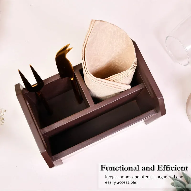 Compact Black Wooden Cutlery Stand media 3