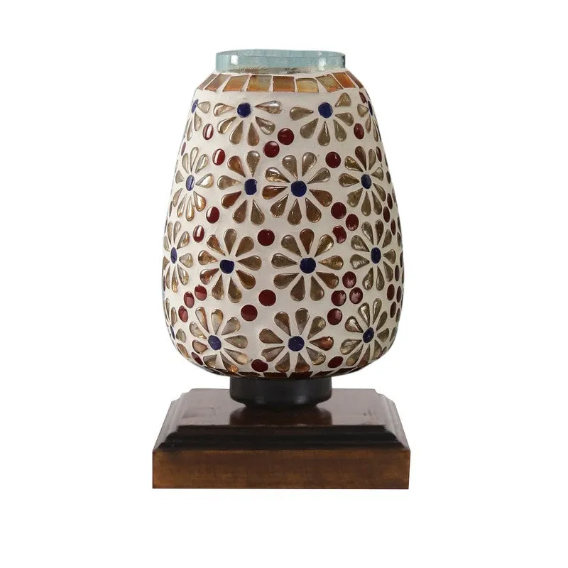 Celvyn Glass Table Lamp With Wooden Base - Multicolor media 6