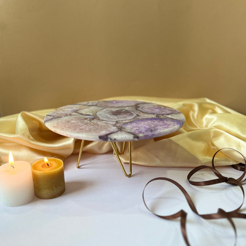 Myrla Handcrafted Agate Cake Stand - Purple media 3