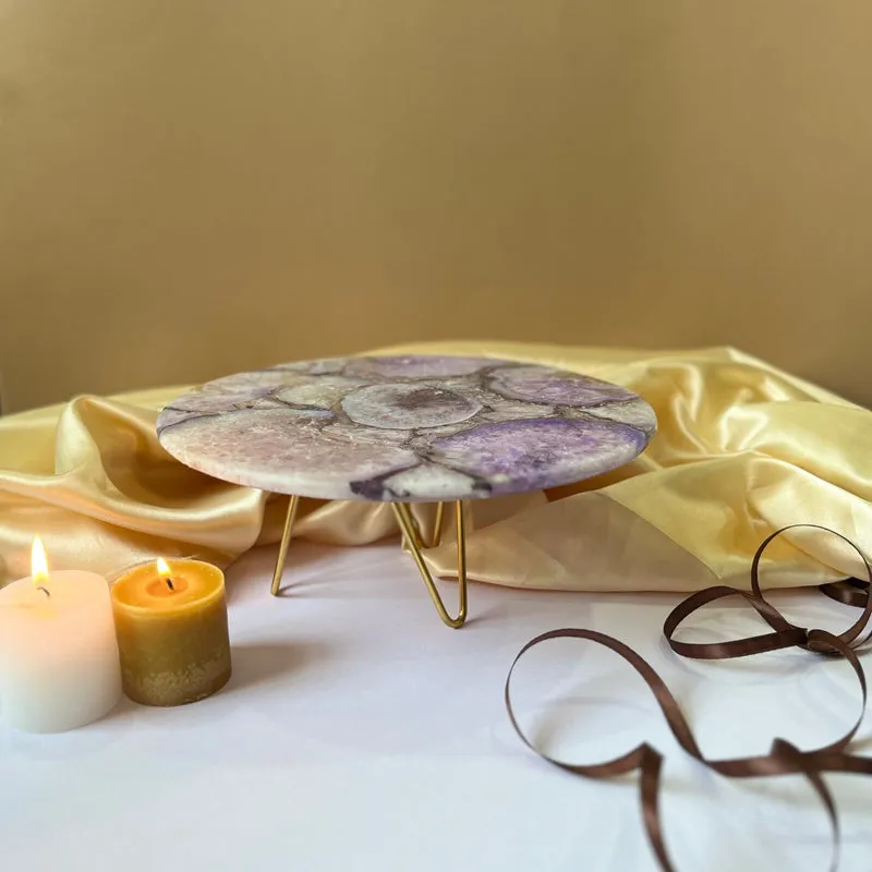 Myrla Handcrafted Agate Cake Stand - Purple media 3