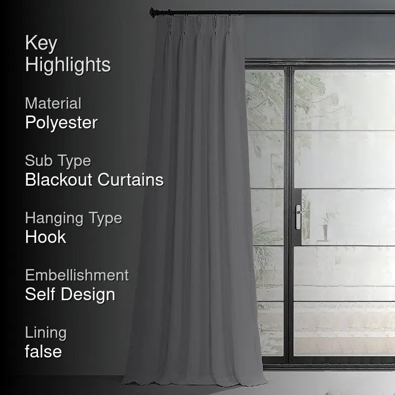 Noir Triple Pinch Pleat Blackout Curtain - Silver media 2