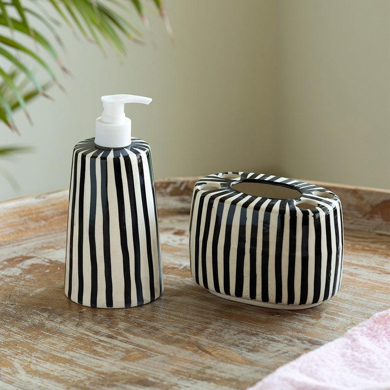 Zebra Stripia Handpainted Bathroom Set - Two Piece Set