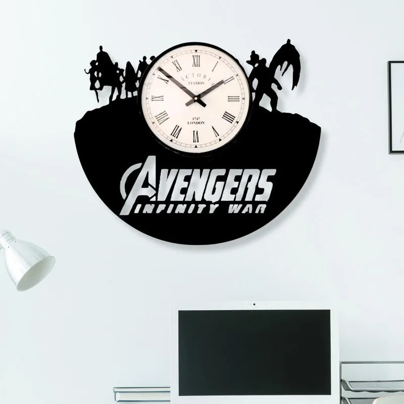 Avengers Steel Analog Wall Clock - Black media 1