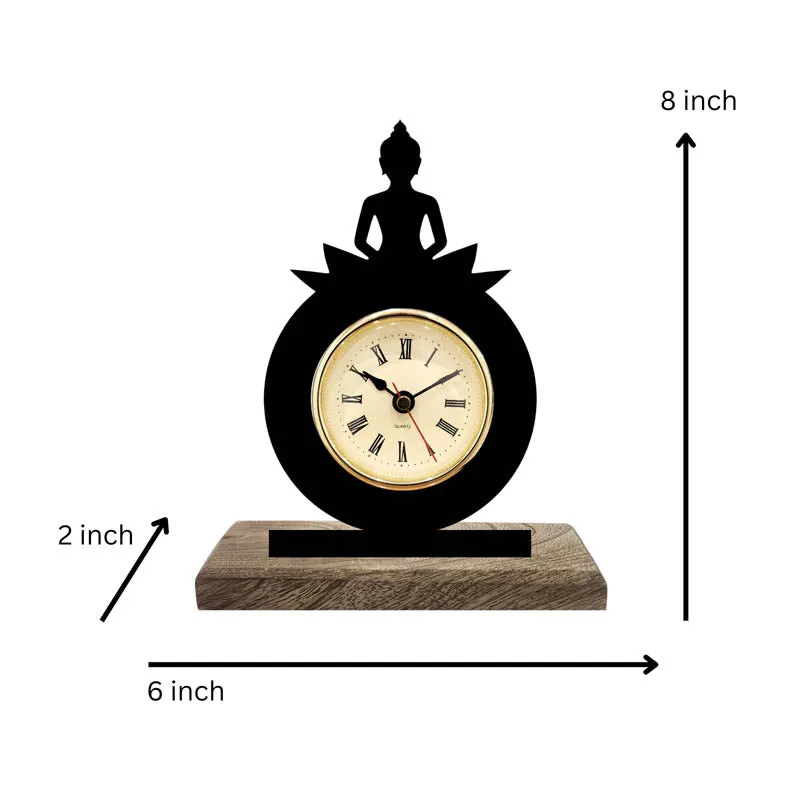 Hour of Enlightenment Iron & Mango Wood Table Clock media 5