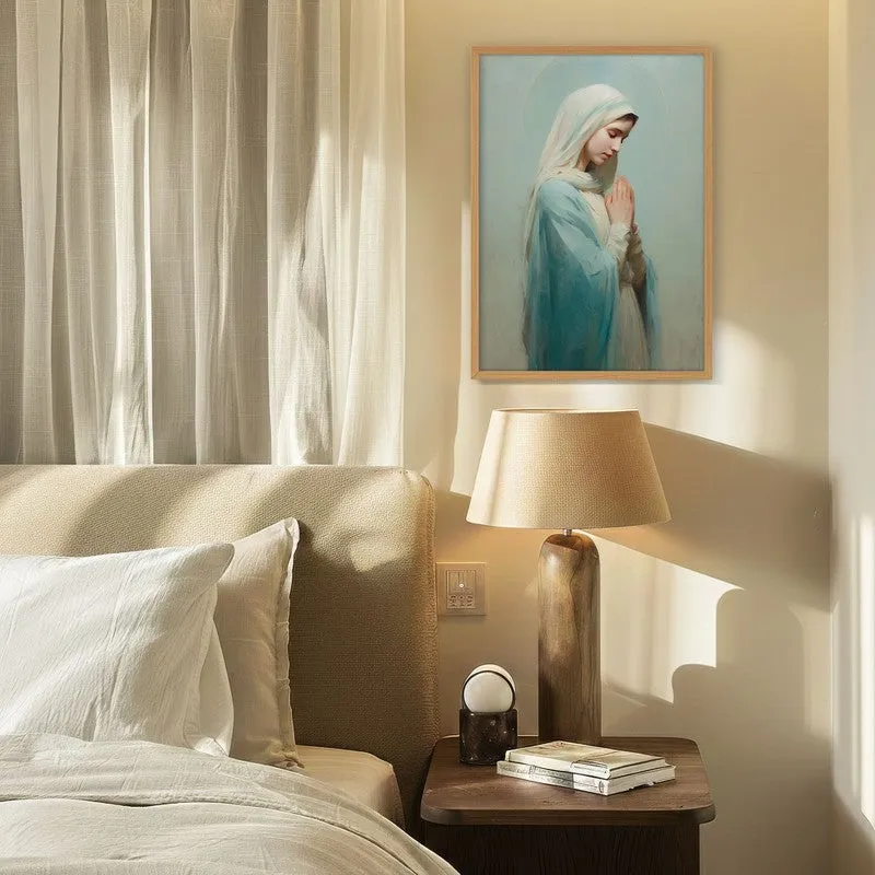 The Prayer of Mary Archival Paper Wall Painting With Brown Frame media 4