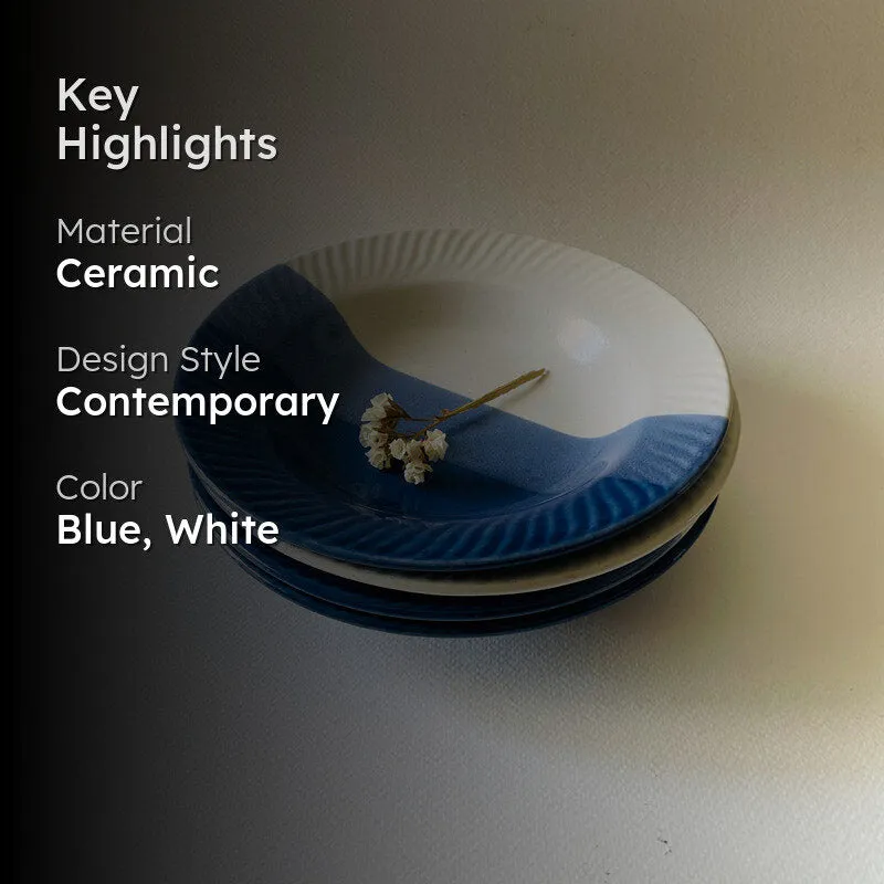 Yila Pasta Plate - White & Blue (9 Inches) media 2