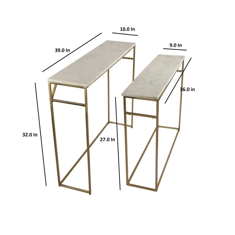 Elevate Metal & Marble Side Table (White) - Set Of Two media 8