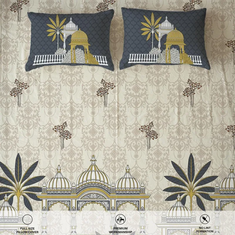 Urban Space Heritage Touch Fitted Cotton Bedsheet (Navy) - 300 TC media 6