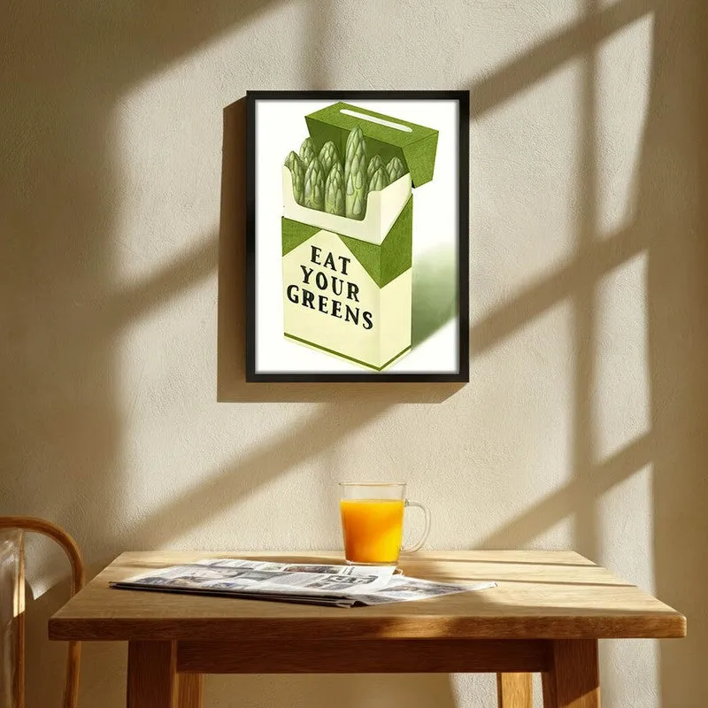 Eat Your Greens Archival Canvas Wall Art - Black media 1