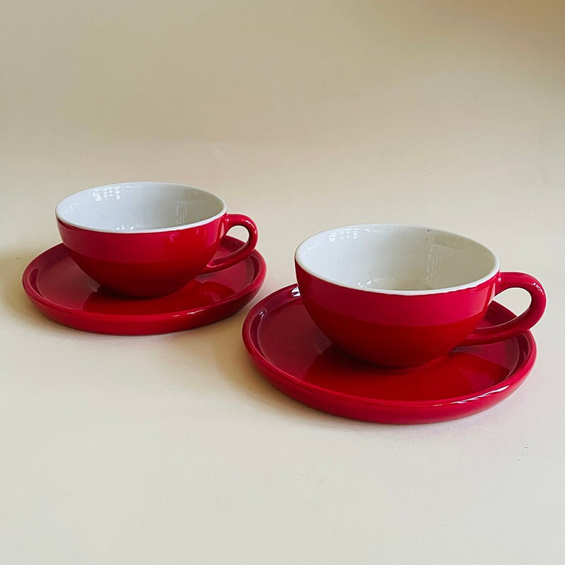 Blush & Brew Ceramic Cup & Saucer (Red/320 mL Each) - Set of Two image 6
