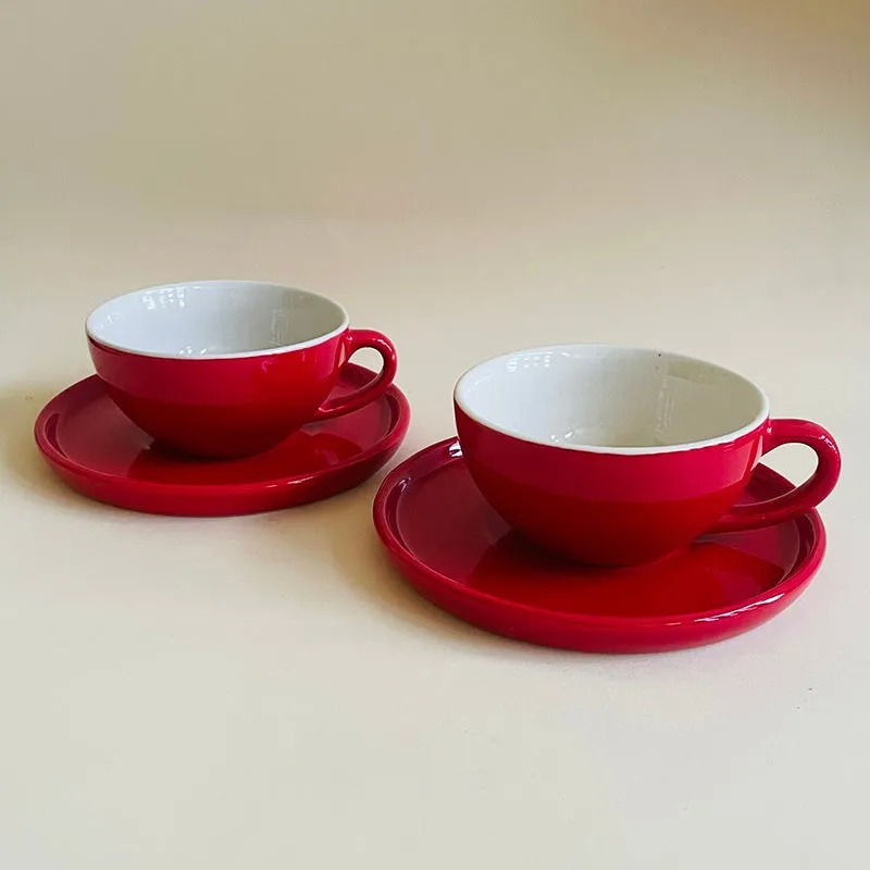 Blush & Brew Ceramic Cup & Saucer (Red/320 mL Each) - Set of Two media 6