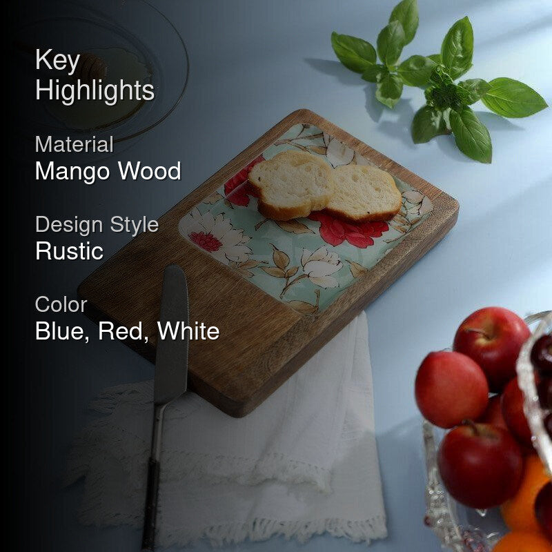 Aimee Floral Wood Platter media 2