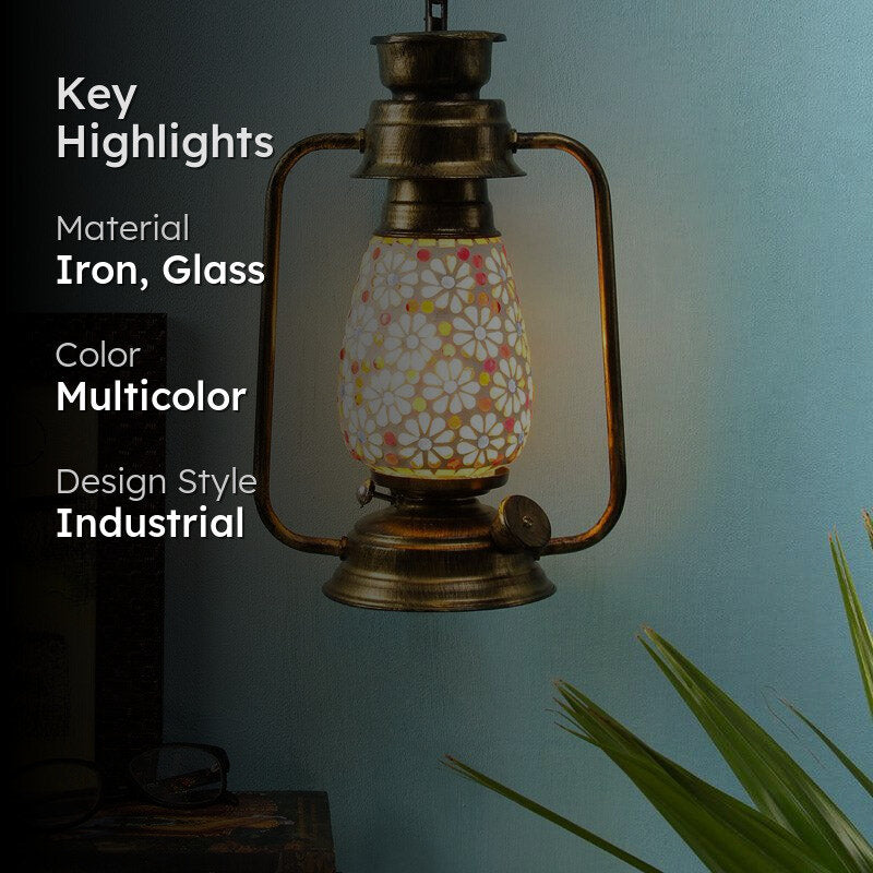 Admya Mosaic Lantern Iron Wall Lamp - Gold media 2