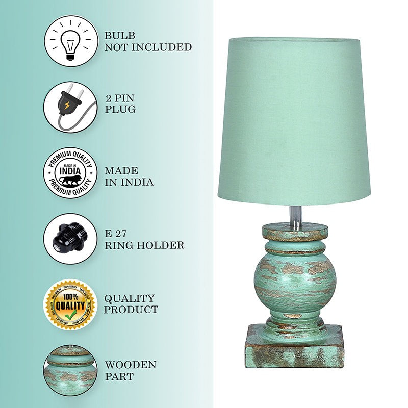 Minos Carved Fabric Table Lamp - Green media 5