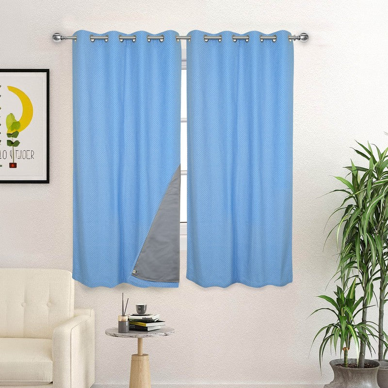 Form Ease Cotton Blackout Curtains (Blue) - Set Of Two media 3