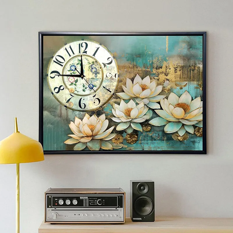 Time Of Flowers Wall Art With Clock media 1