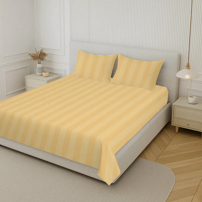 Elegance Striped Cotton Bedsheet (Cream) - 210 TC media 3