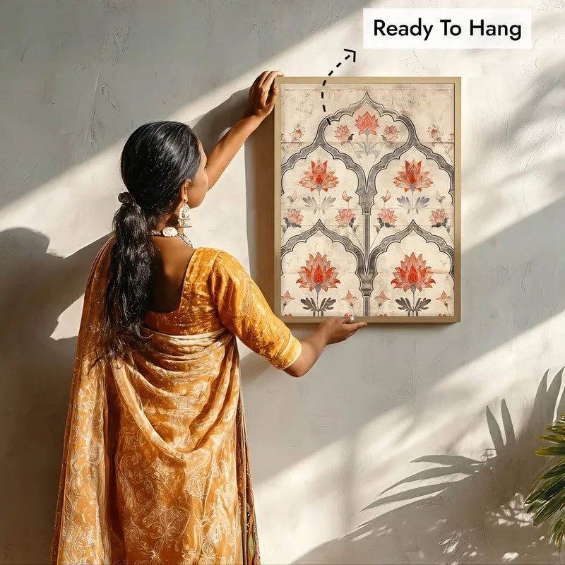Lotus Arch Canvas Wall Painting With Brown Frame media 10