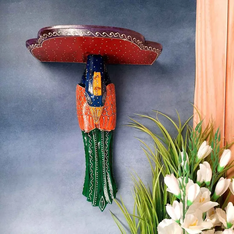 Heritage Wooden Peacock Accent Wall Shelves media 3