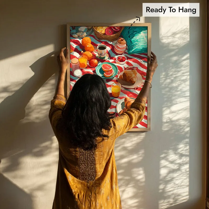 Sunstripe Feast Canvas Wall Painting - Brown Frame media 8