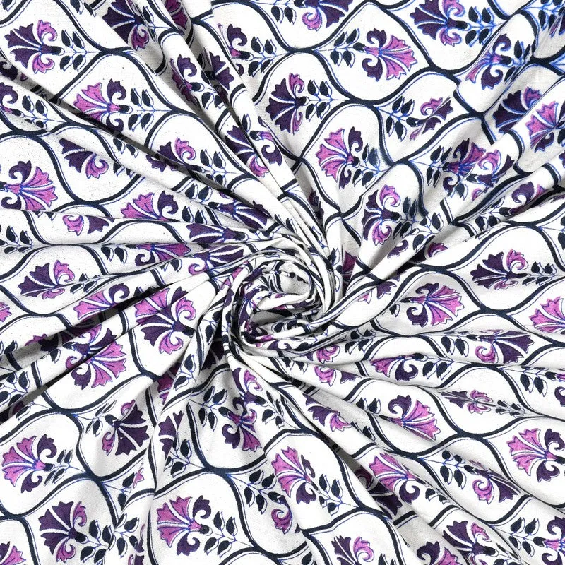 Blossomis Cotton Bedsheet (Purple,White) - 240 TC media 5