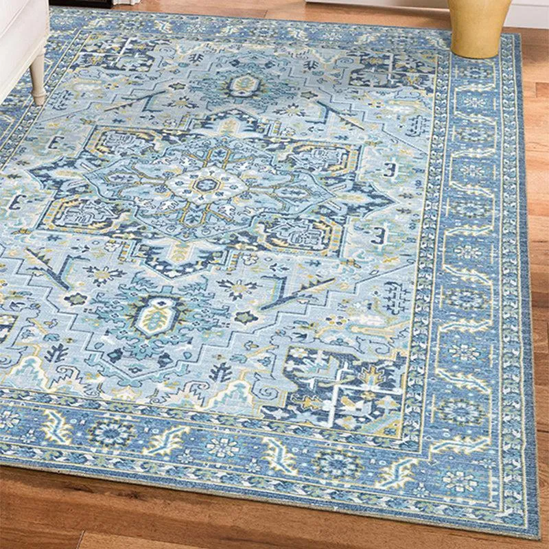 Noah Ethnic Polyester Carpet - Sky Blue media 3