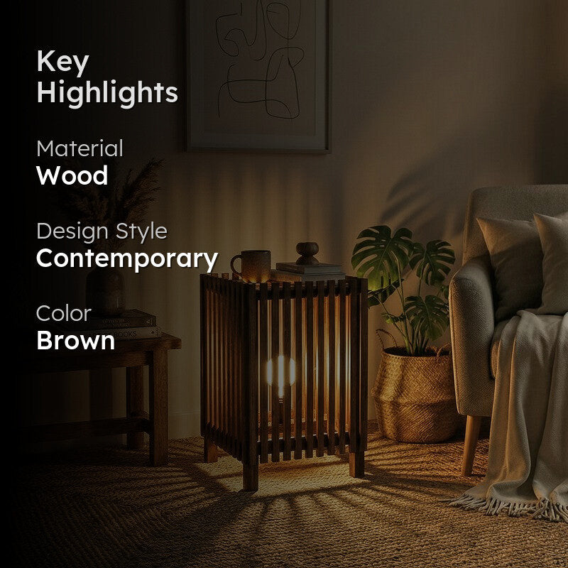 GeoCage Wooden Floor Lamp - Brown media 2