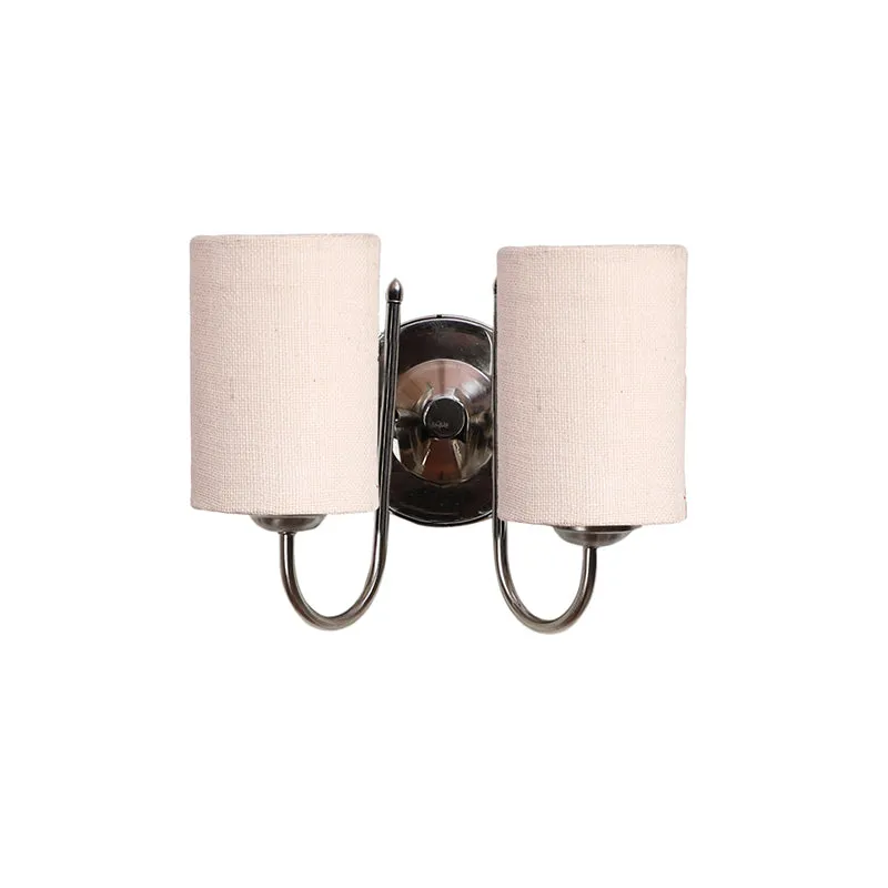 Veda Duo Cylindrical Fabric & Metal Wall Lamp - White media 4