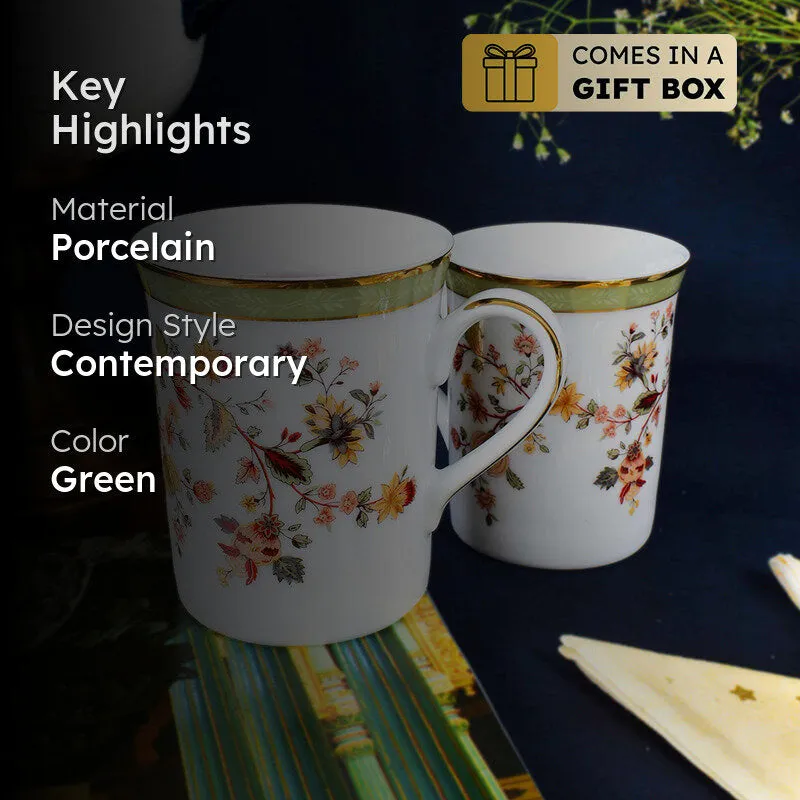 Painted Classic  24k Gold Brushed Porcelain Coffee Mug (300 mL Each) - Set of Four media 2