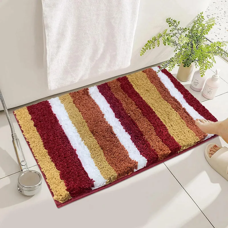 Stripe Luxe Bath Mat - Cinnamon Brown media 1