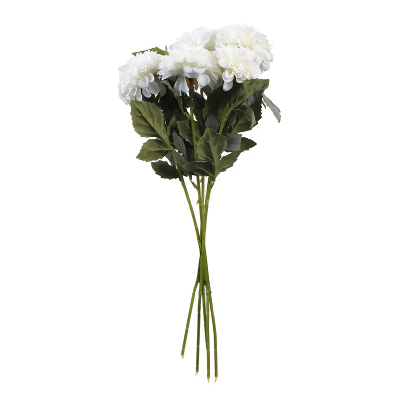 Artificial Realistic Chrysanthemum Flower Stick (White) - Set Of Five media 5