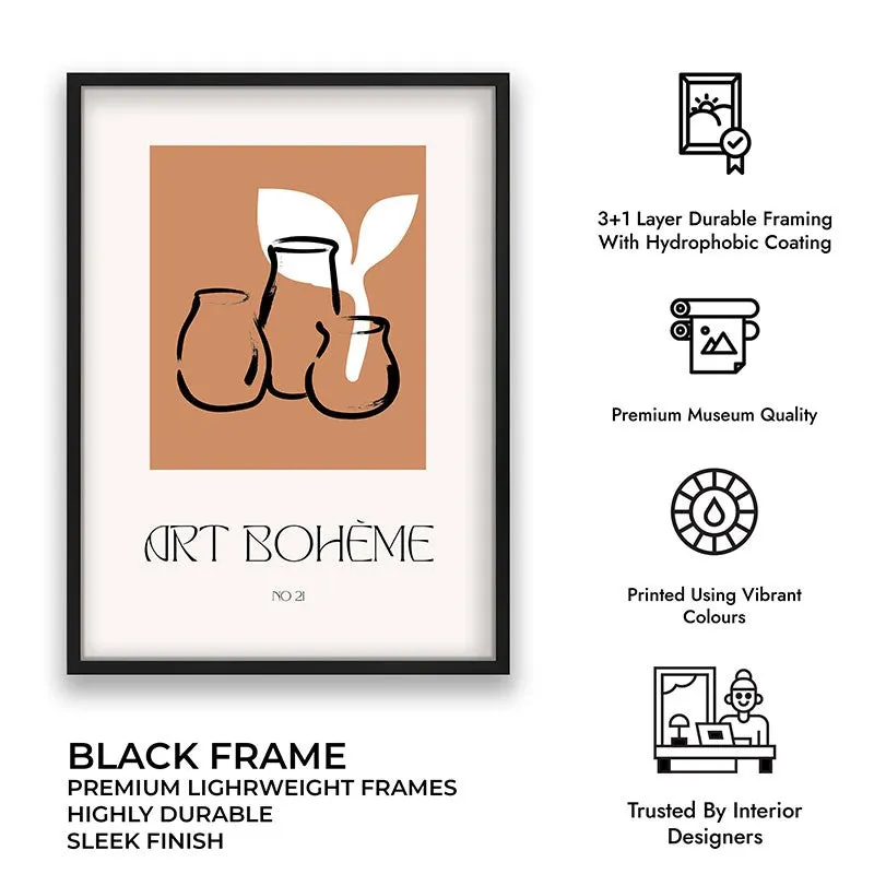 Earthen Trio Canvas Wall Painting With Black Frame media 8