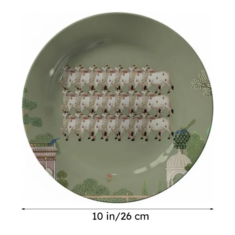 Pichwai Art Wall Plate - Olive media 7