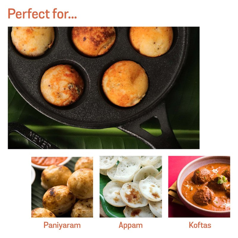 Meyer Long Handle Cast Iron Paniyaram Pan media 5