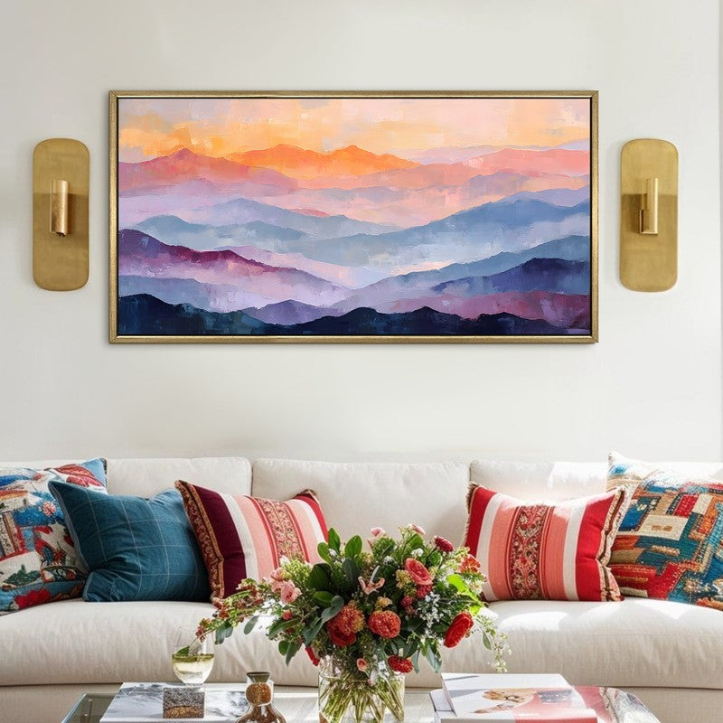 Layered Hills Canvas Wall Painting With Frame
