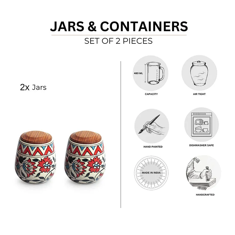Mesa Dawn Curve Ceramic Jar (480 mL Each) - Set Of Two media 5