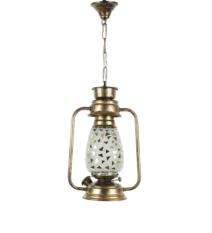 Dvija Mosaic Lantern Glass Ceiling Lamp - Gold media 2