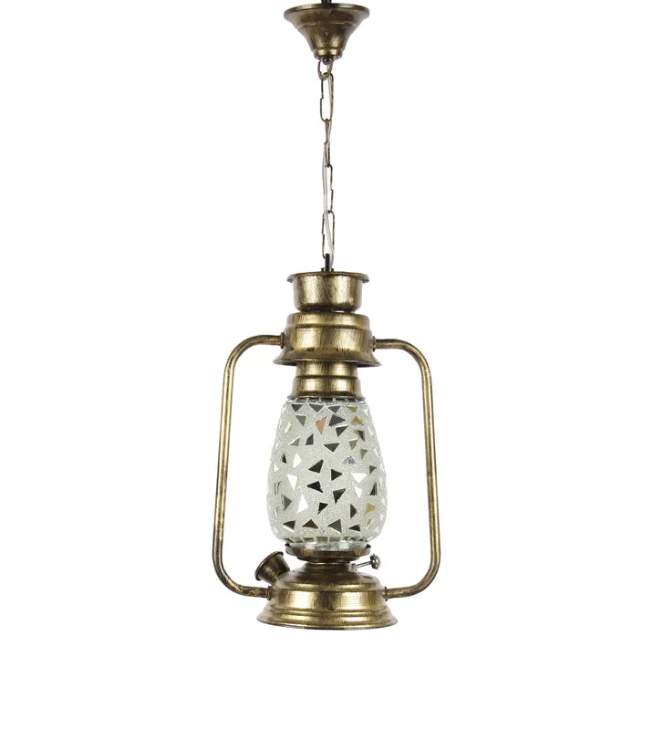 Dvija Mosaic Lantern Glass Ceiling Lamp - Gold media 2