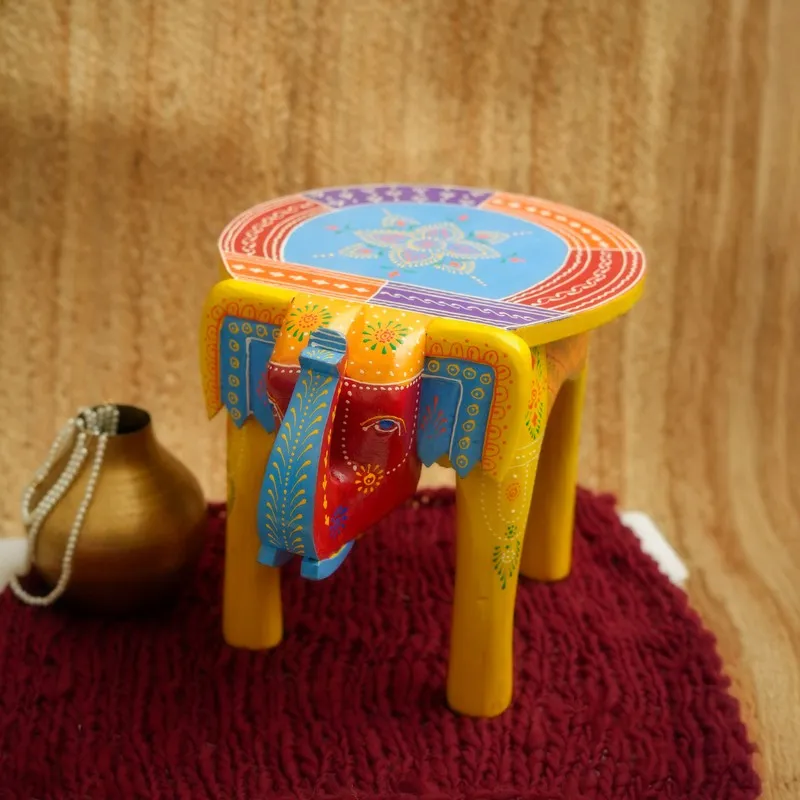 Tazva Traditional  Mango Wood Stool media 1