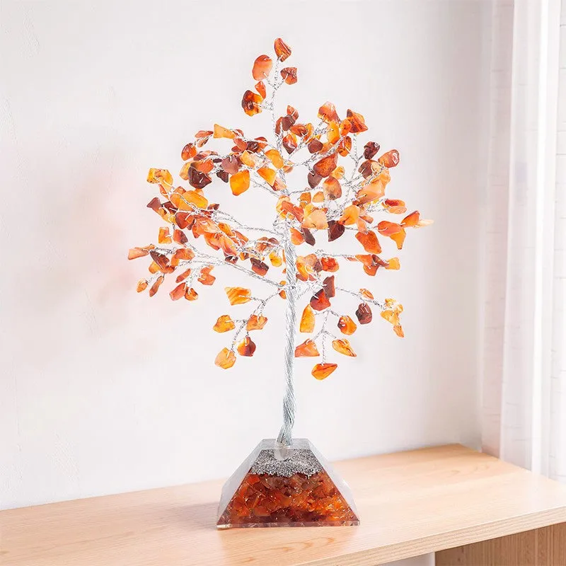 Chi Flow Handcrafted Agate Stone Tree Showpiece - Brown & Silver media 1