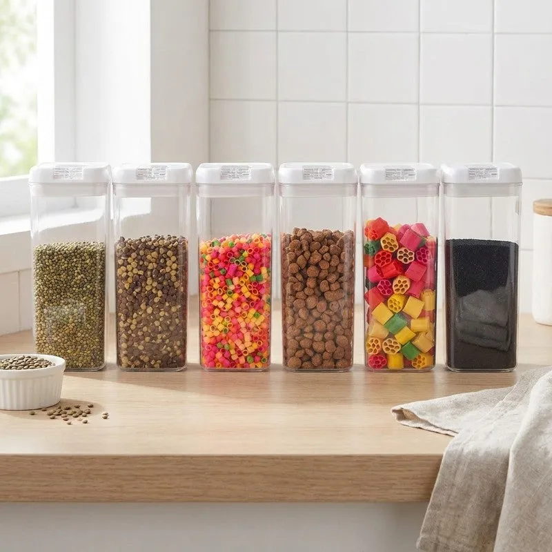 Snaplock Fresh Lock  Air Tight Container (White/1500 mL Each) - Set of Six media 1